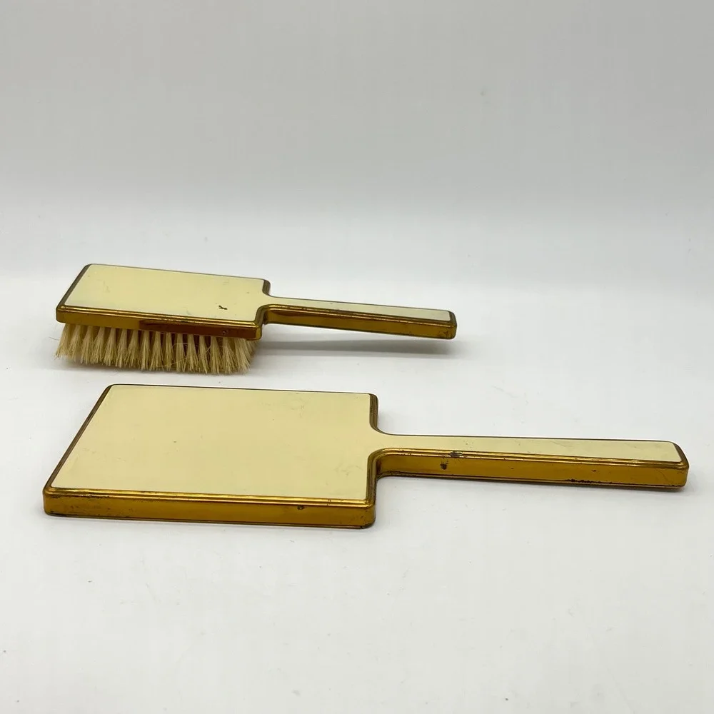 Vintage‎ Vanity Set Brush and Mirror Gold Tone Elegant Dressing Table Decor